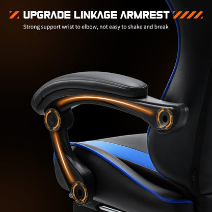 Ergonomic PU Leather 360¡ã Swivel Gaming Recliner with Footrest, Headrest, Lumbar Support, Adjustable Height