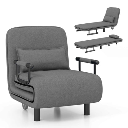Folding Sleeper Chair Convertible Sofa Bed w/ Adjustable Backrest