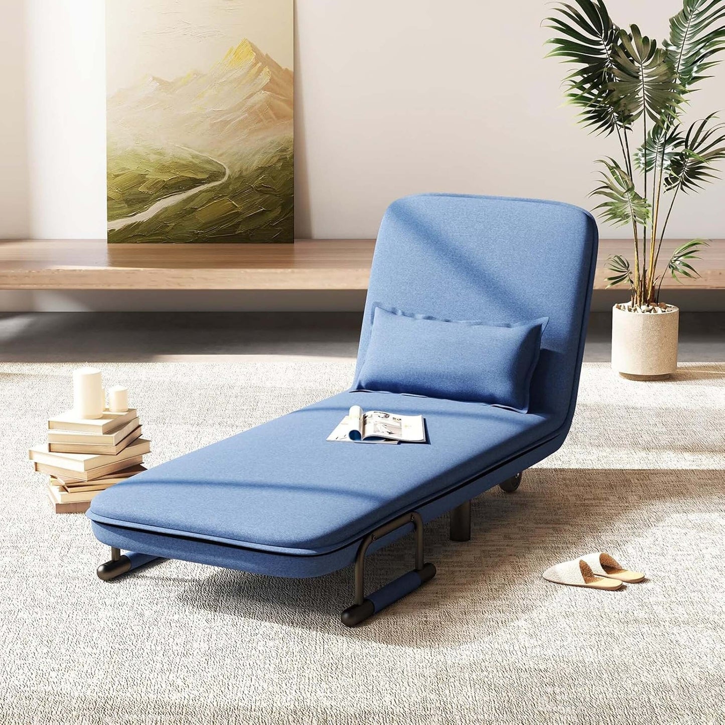 Folding Sleeper Chair Convertible Sofa Bed w/ Adjustable Backrest