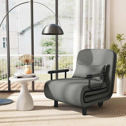 Folding Sleeper Chair Convertible Sofa Bed w/ Adjustable Backrest