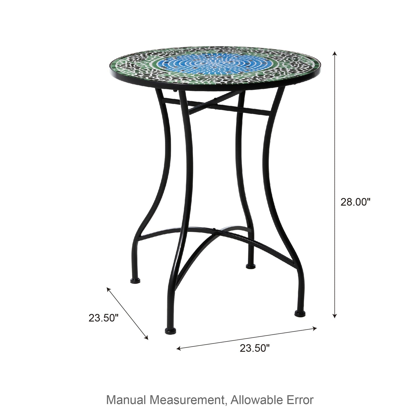 Glitzhome Outdoor Metal Folding Bistro Set 3PCS Patio Table Chairs