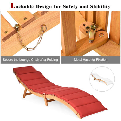 Gymax 2PCS Outdoor Folding Chaise Eucalyptus Lounge Chair w/ - See Details