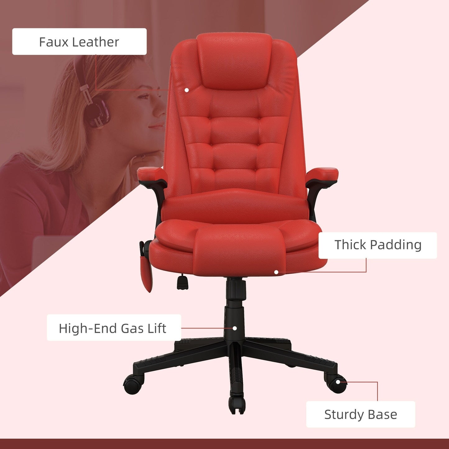 HOMCOM High Back Vibration Massage Office Chair with 6 Vibration Points, Beige