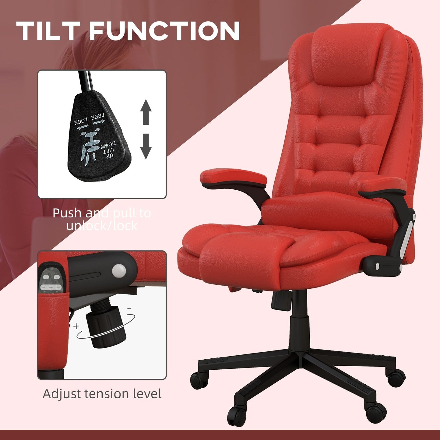 HOMCOM High Back Vibration Massage Office Chair with 6 Vibration Points, Beige
