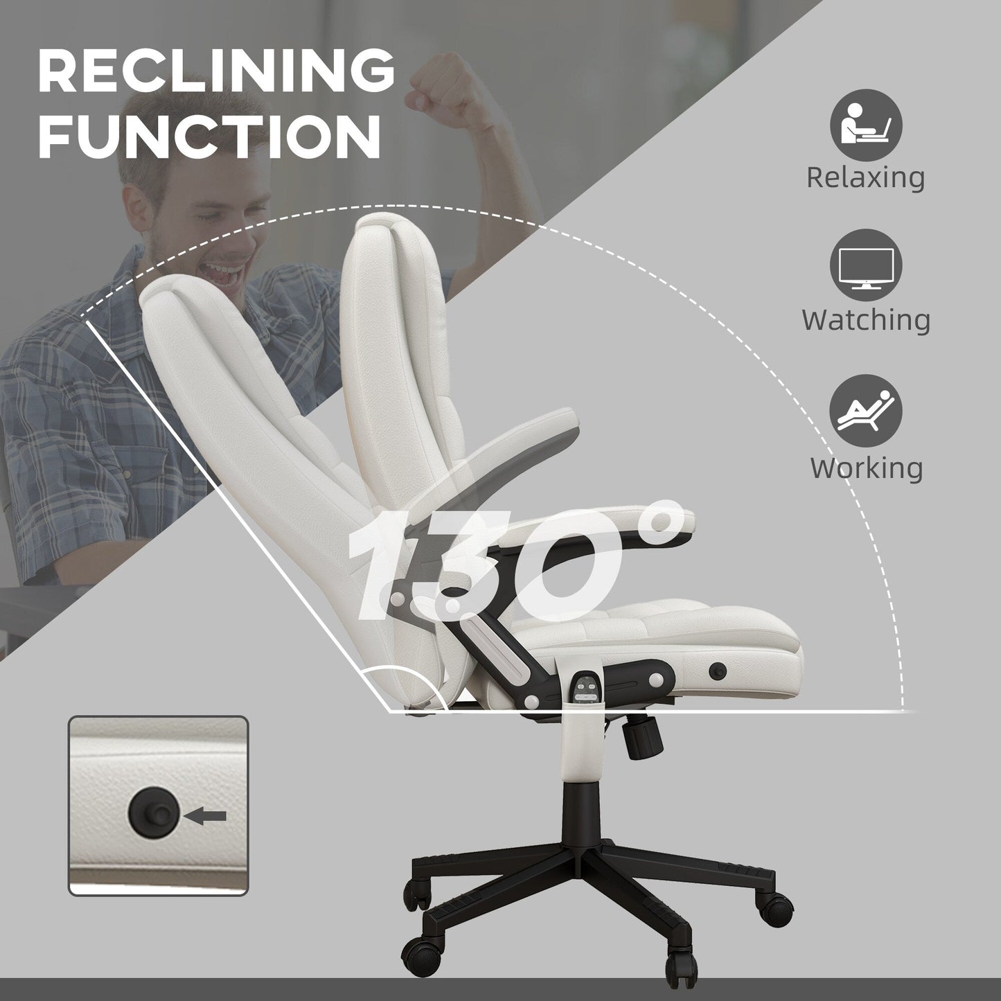 HOMCOM High Back Vibration Massage Office Chair with 6 Vibration Points, Beige