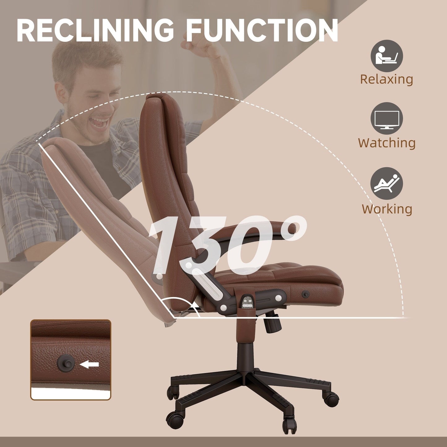 HOMCOM High Back Vibration Massage Office Chair with 6 Vibration Points, Beige