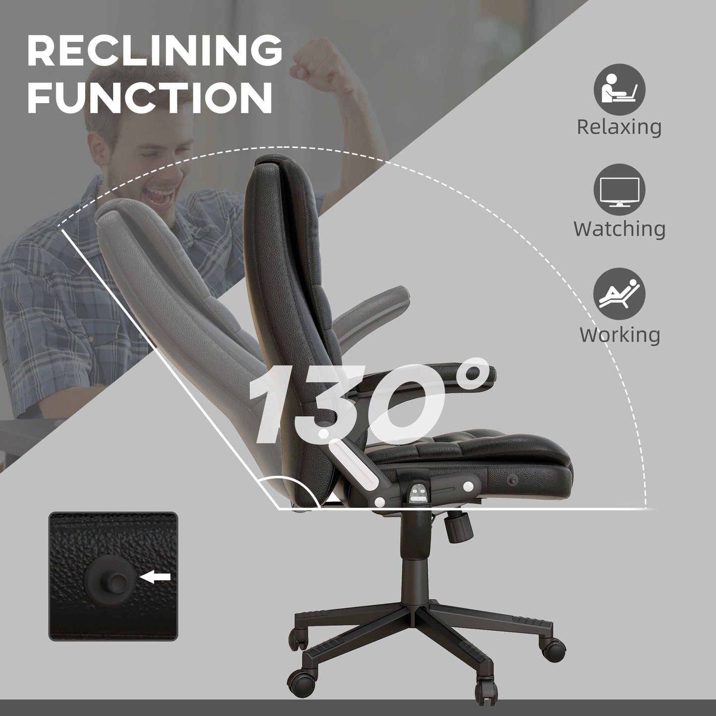 HOMCOM High Back Vibration Massage Office Chair with 6 Vibration Points, Beige