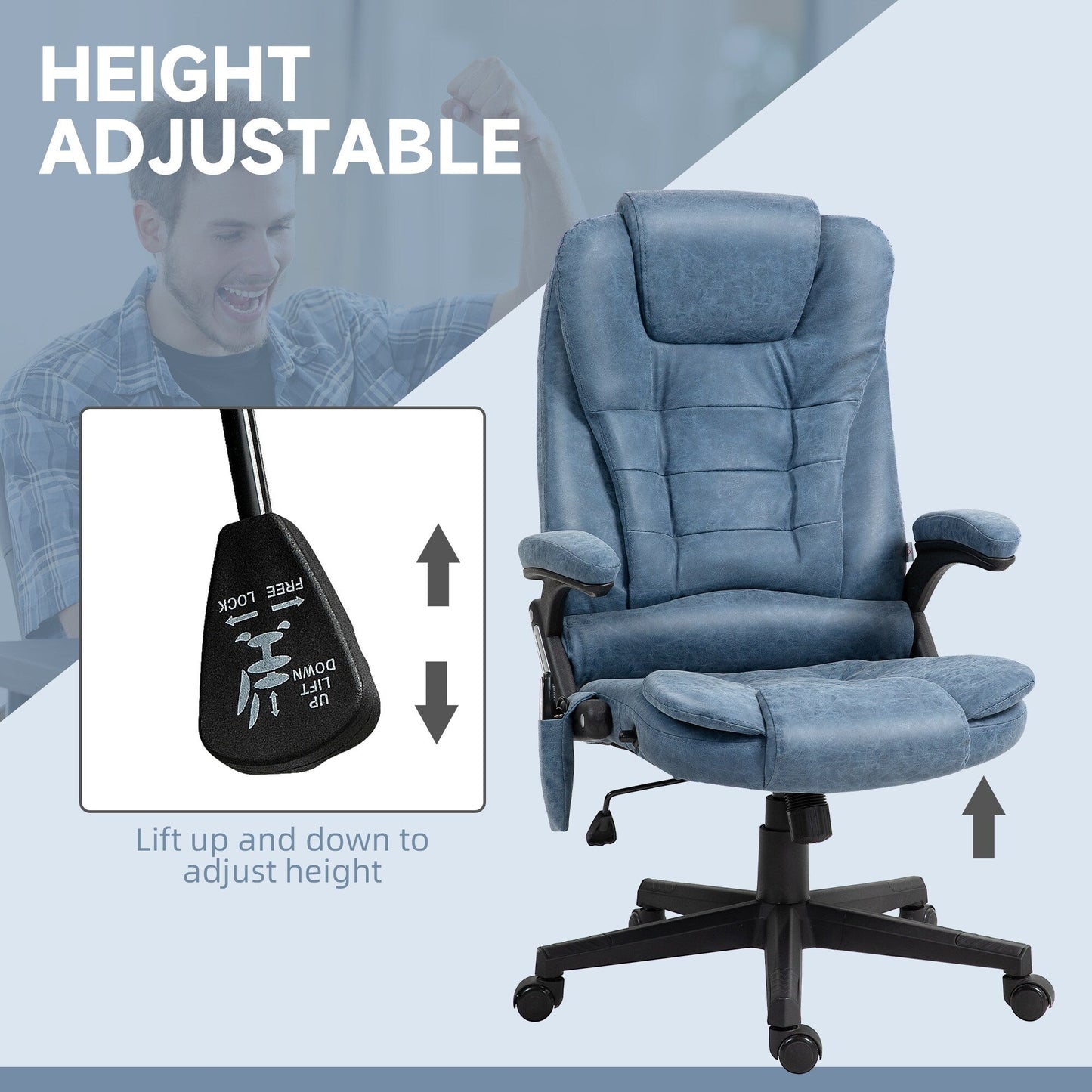 HOMCOM High Back Vibration Massage Office Chair with 6 Vibration Points, Beige