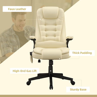 HOMCOM High Back Vibration Massage Office Chair with 6 Vibration Points, Beige