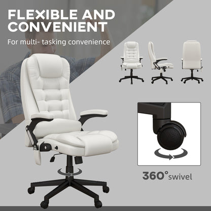 HOMCOM High Back Vibration Massage Office Chair with 6 Vibration Points, Beige