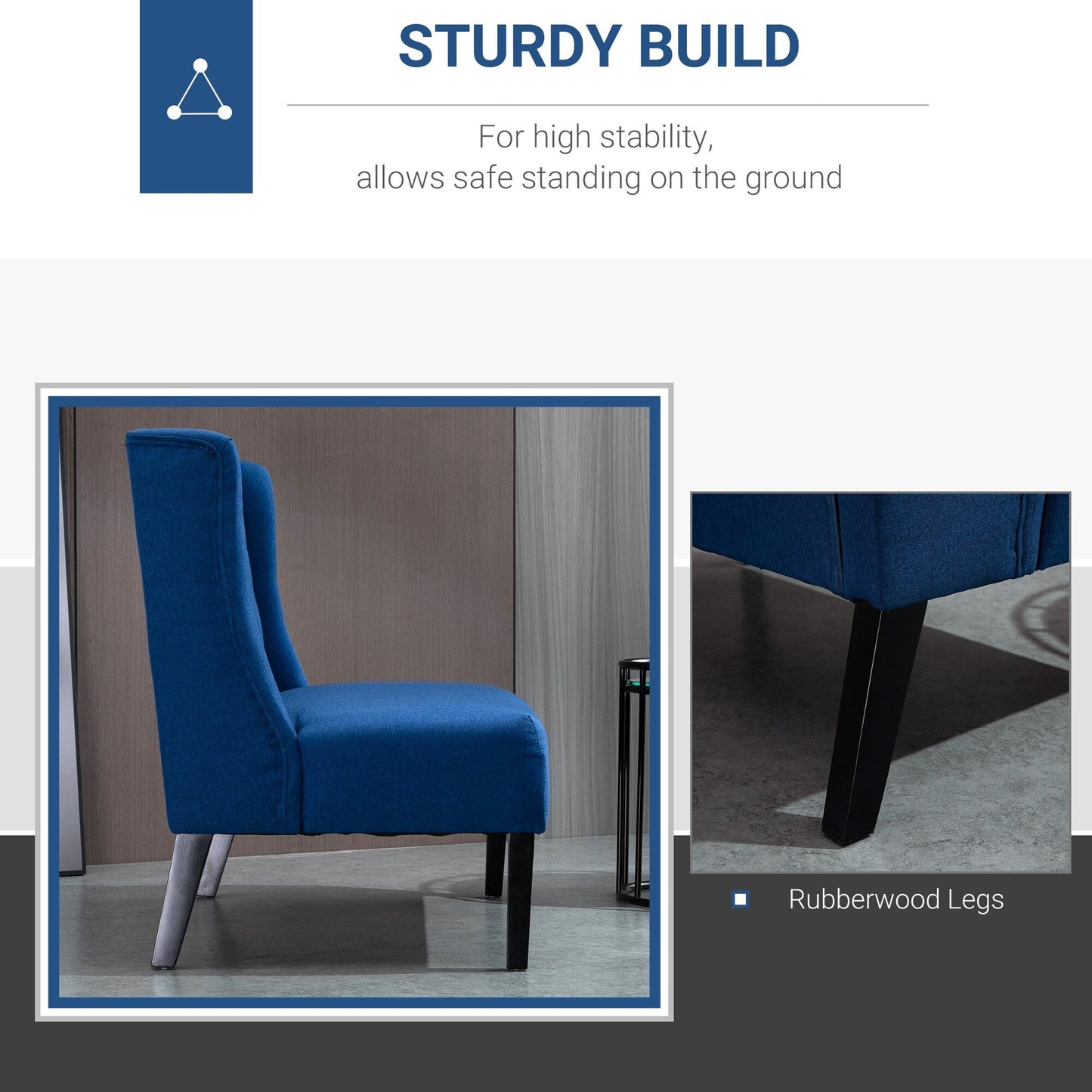 HOMCOM Linen Fabric Upholstery Double Sofa Tufted Loveseat Armless Couch Living Room Furniture with Wood Legs - 28.75*43.25*36.5