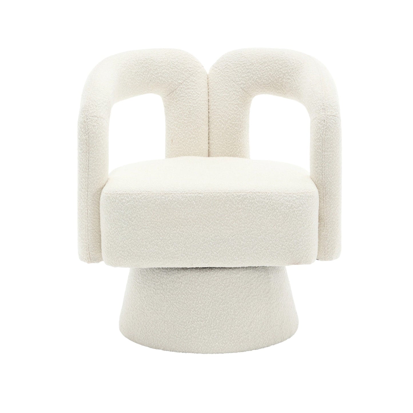 HOMEFUN Boucle Upholstered 360 Degree Swivel Cuddle Barrel Accent Chairs