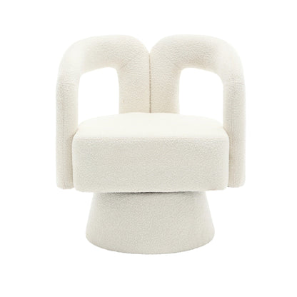 HOMEFUN Boucle Upholstered 360 Degree Swivel Cuddle Barrel Accent Chairs