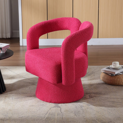 HOMEFUN Boucle Upholstered 360 Degree Swivel Cuddle Barrel Accent Chairs