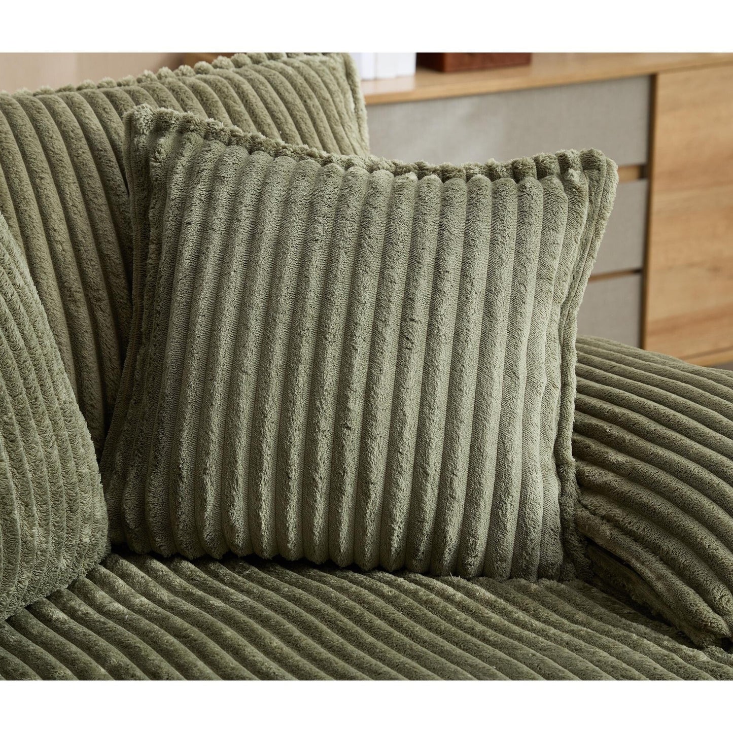 Harmonia 109 W Oversized Corduroy Sofa Bed, Deep Seat Double Lounge Chaise with 4 Pillows