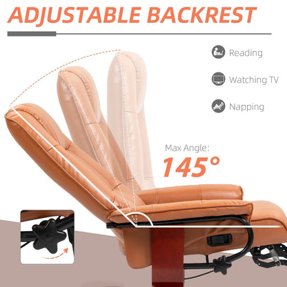 HomCom Faux Leather Adjustable Manual Swivel Base Recliner Chair with Comfortable and Relaxing Footrest