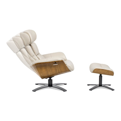Jovan 31.5 Genuine Leather Recliner Lounge Chair with Ottoman