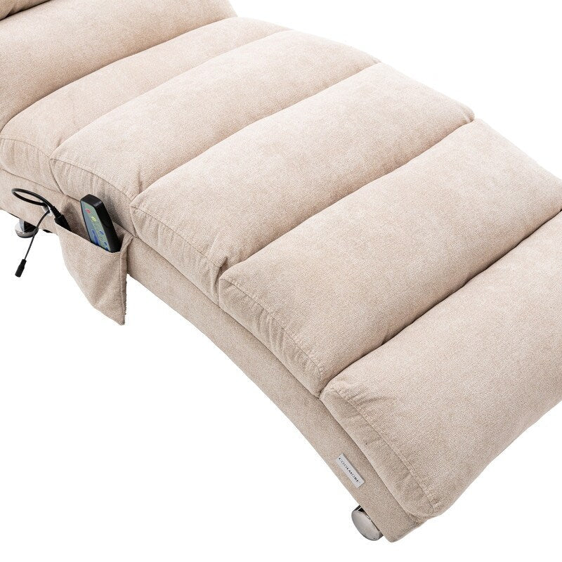 Linen Massage recliner Interior with remote control, ergonomic electric massage recliner, 5 modes