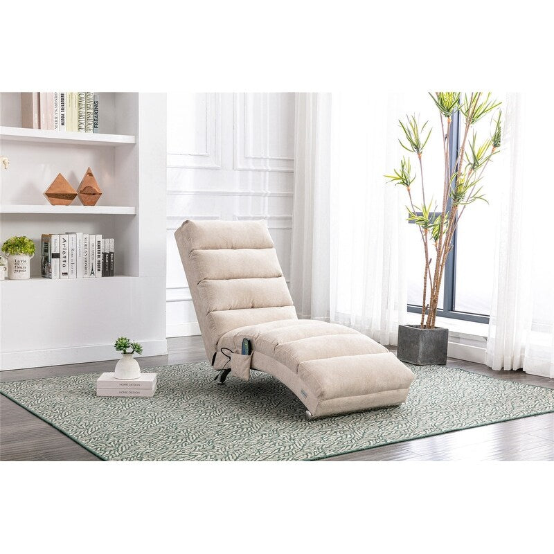 Linen Massage recliner Interior with remote control, ergonomic electric massage recliner, 5 modes