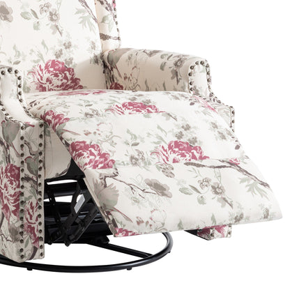29'' W Pattern Swivel Glider Manual Push Back Recliner Chair Set of 2