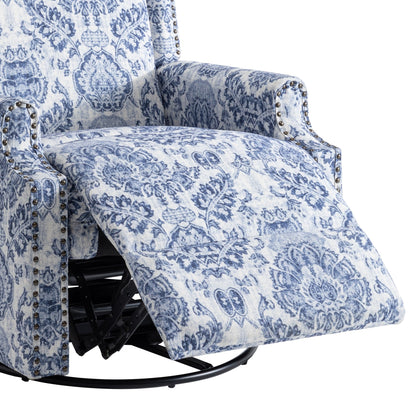 29'' W Pattern Swivel Glider Manual Push Back Recliner Chair Set of 2