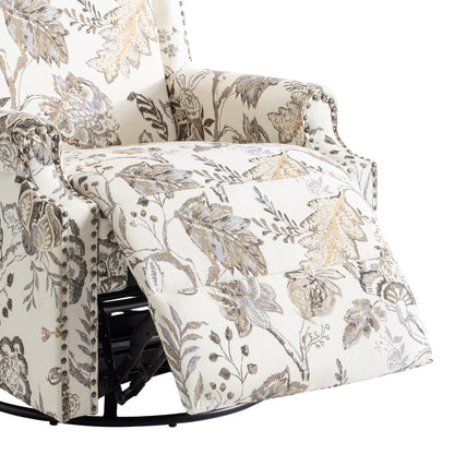 29'' W Pattern Swivel Glider Manual Push Back Recliner Chair Set of 2