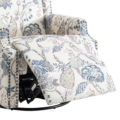 29'' W Pattern Swivel Glider Manual Push Back Recliner Chair Set of 2