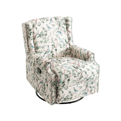 29'' W Pattern Swivel Glider Manual Push Back Recliner Chair Set of 2