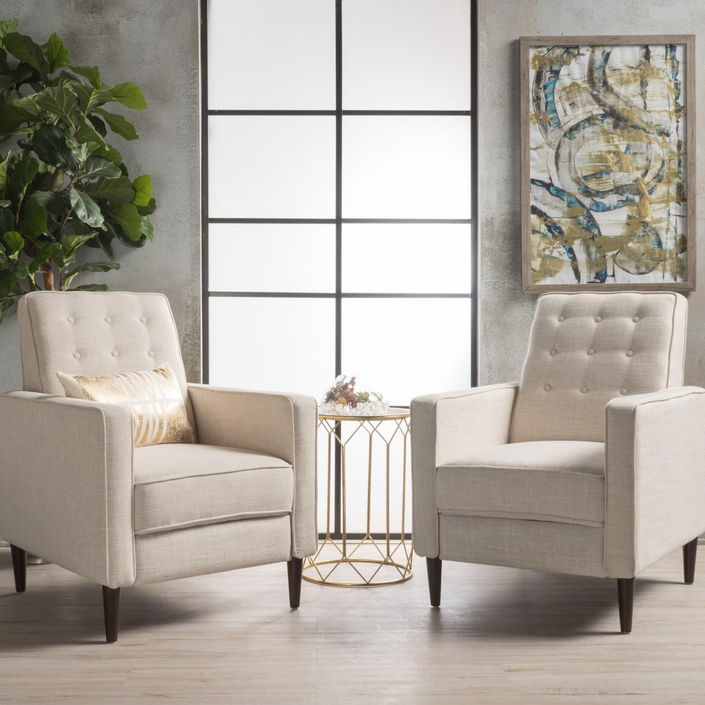 Mervynn Button Tufted Recliner (Set of 2) by Christopher Knight Home