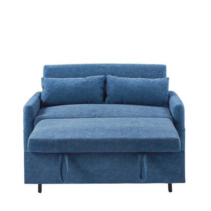 Modern 2 Seat Couch, Microfiber Pull Out Sleep Sofa Bed wih Adjsutable Backrest, Storage Pockets, 2 Soft Pillows, USB Ports