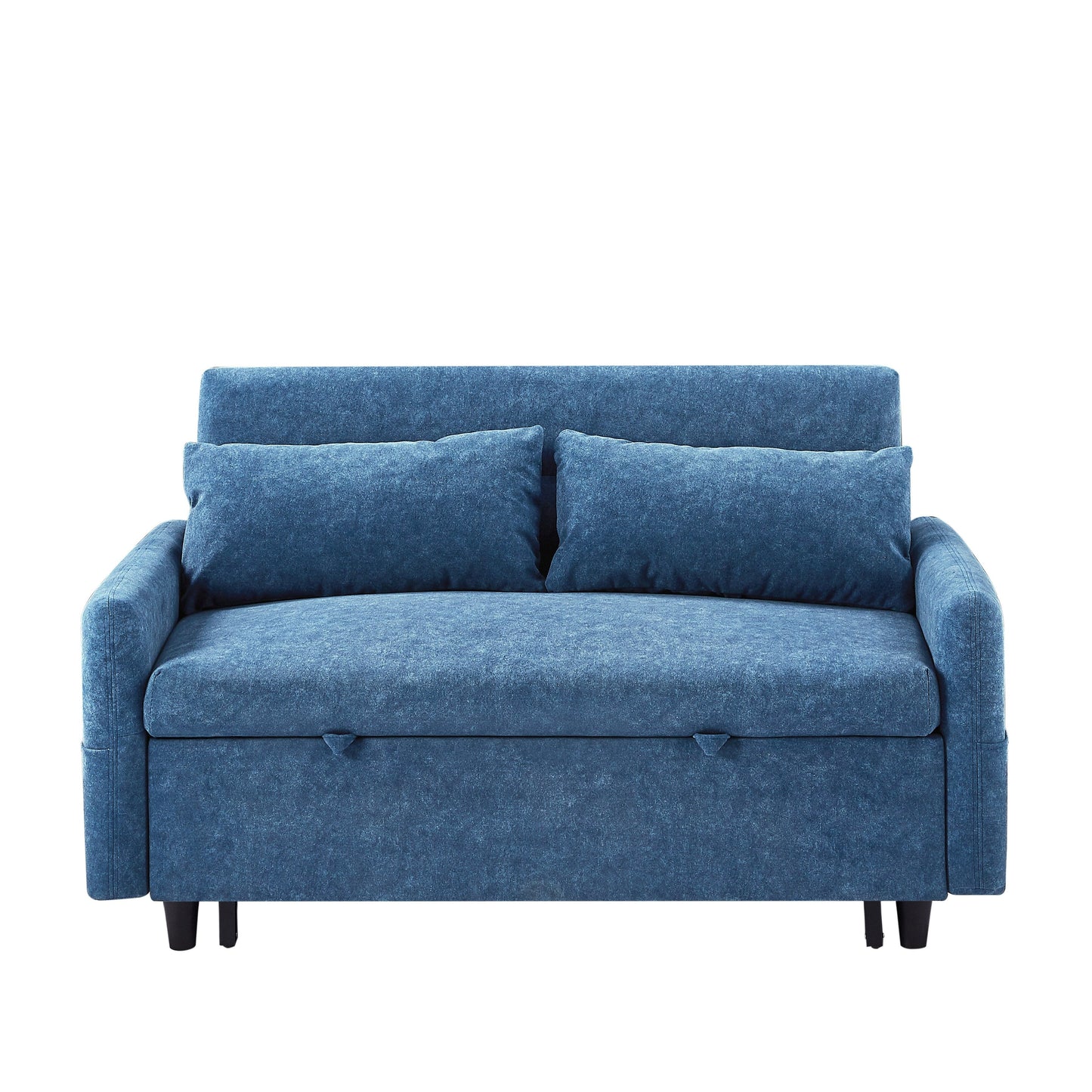 Modern 2 Seat Couch, Microfiber Pull Out Sleep Sofa Bed wih Adjsutable Backrest, Storage Pockets, 2 Soft Pillows, USB Ports