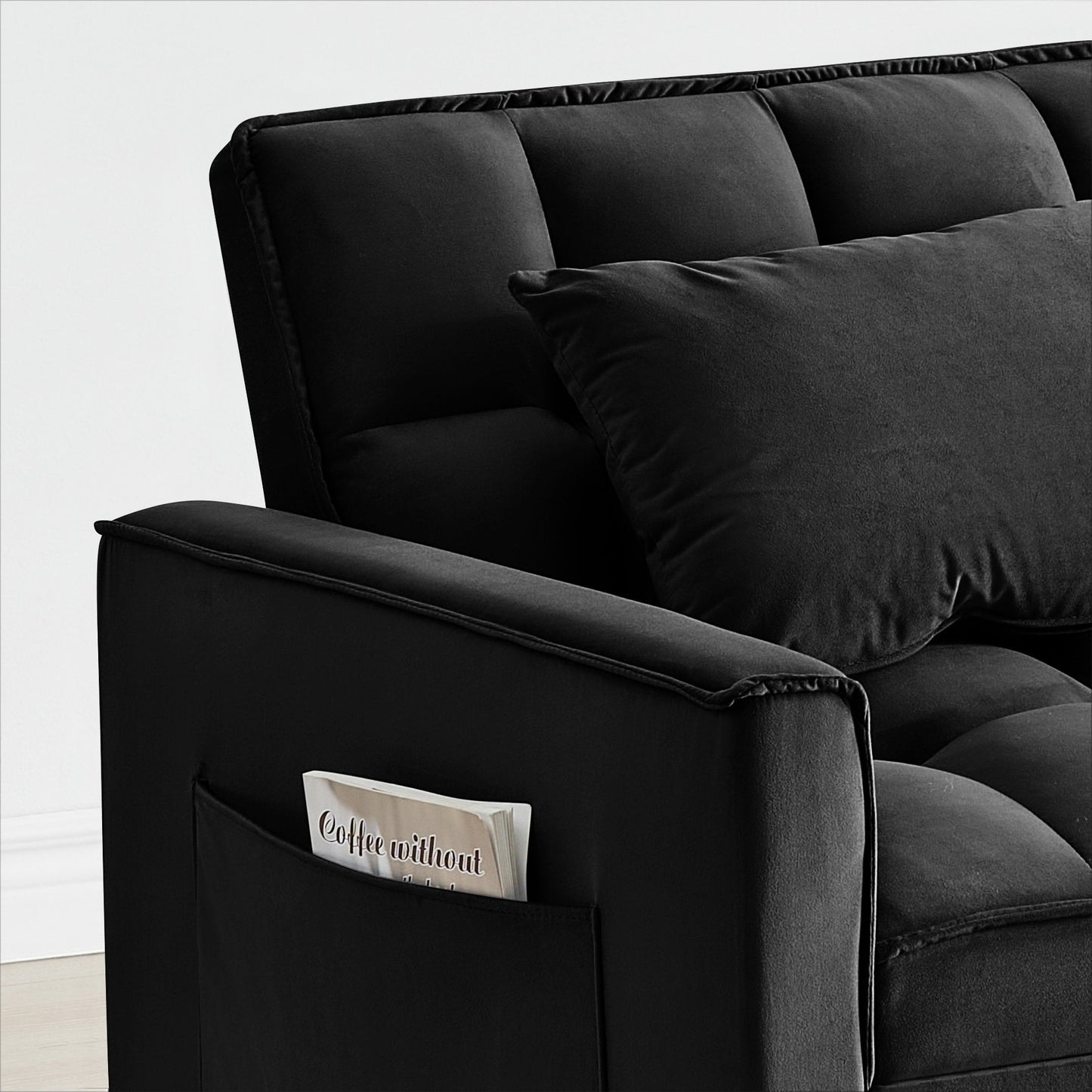 Modern 70.86 3 in 1 Single Convertible Sofa Bed with Adjustable Back and Moving Wheel for Living Room