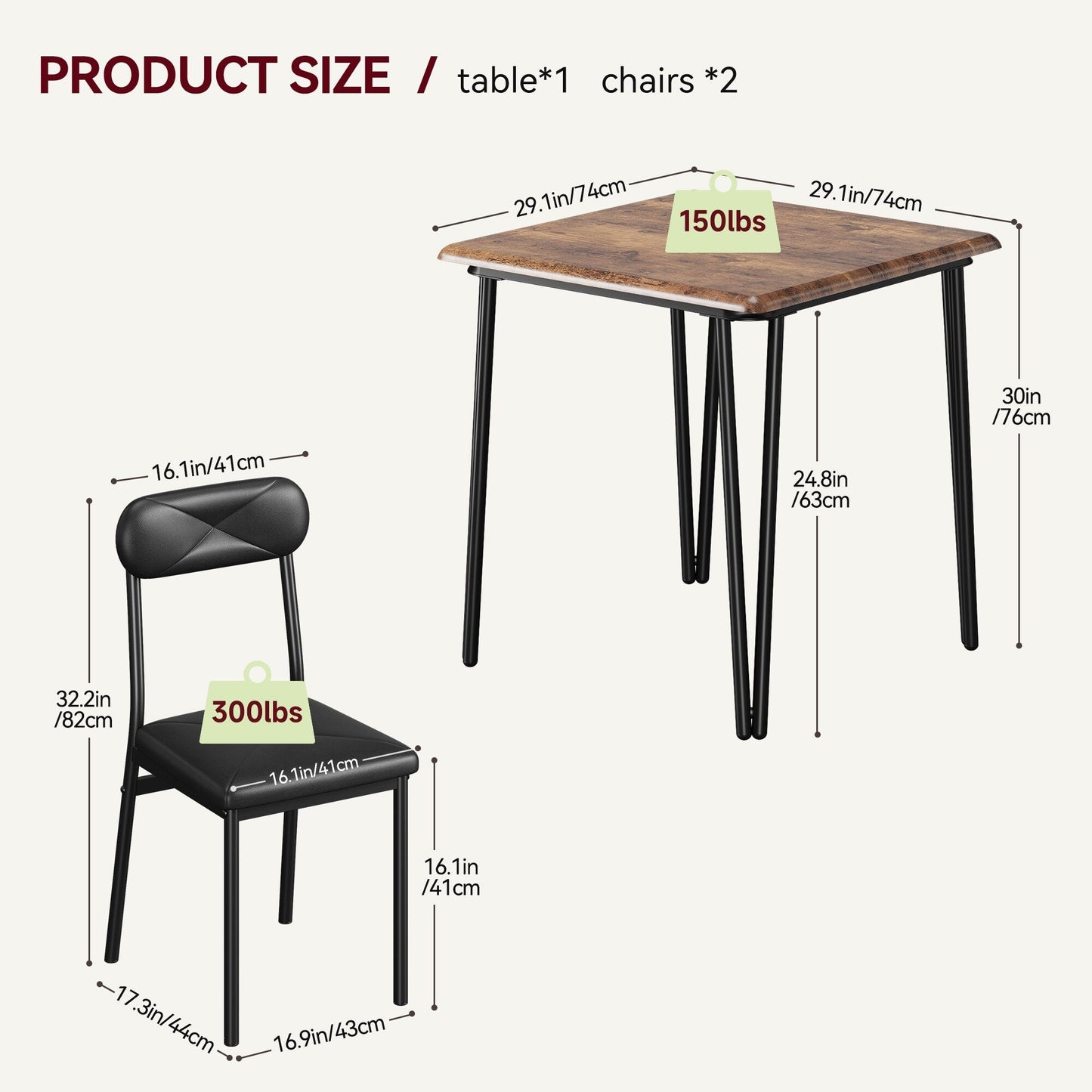 Modern kitchen Dinner Table Set for Dining Room - 3-Piece