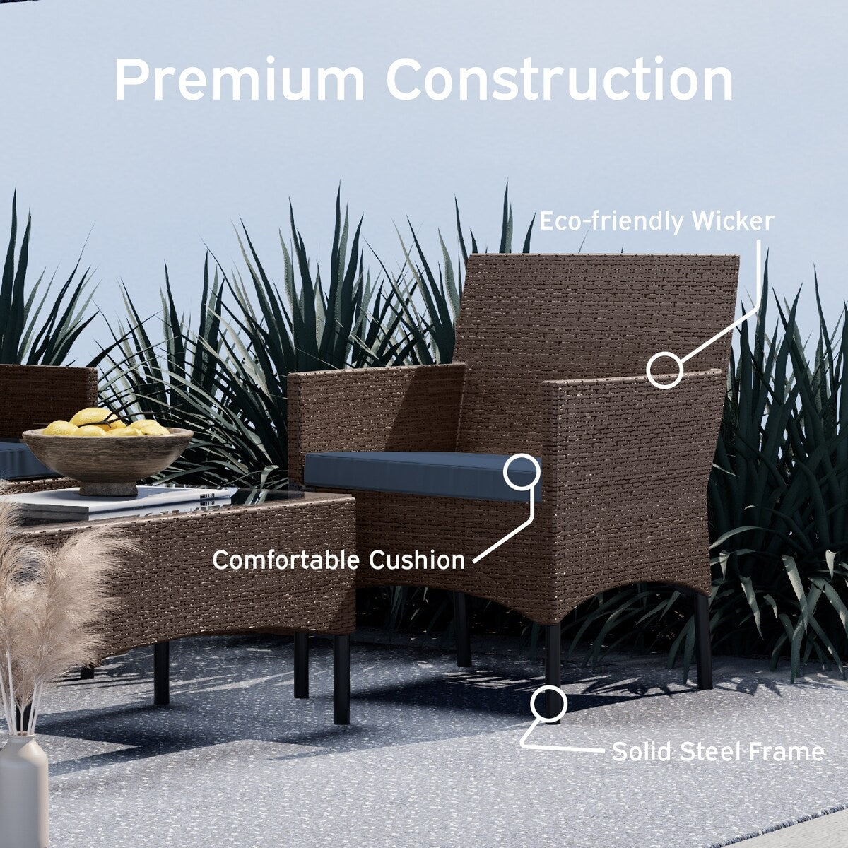 Nestl 4 Piece Wicker Patio Furniture Set - Outside Patio Conversation Set