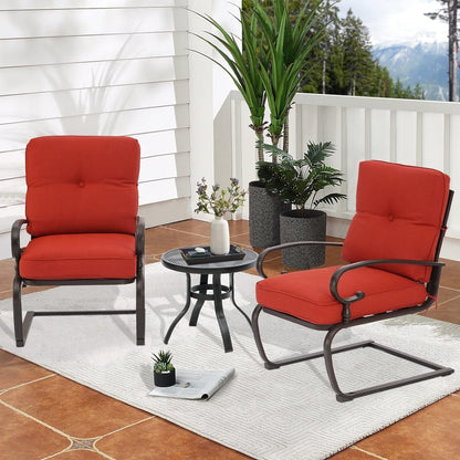 Nista 3 Piece Outdoor Patio C-Spring Bistro Set Dining Chairs with Cushions and Coffee Table by Havenside Home