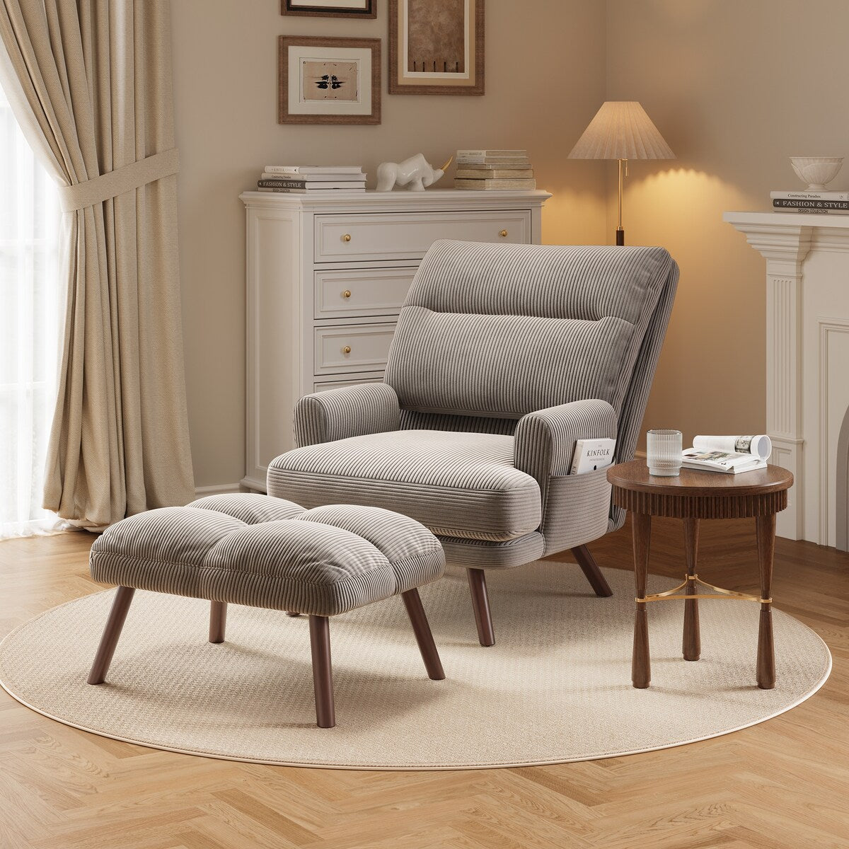 OVIOS Ajustable Recliner Chair with Ottoman
