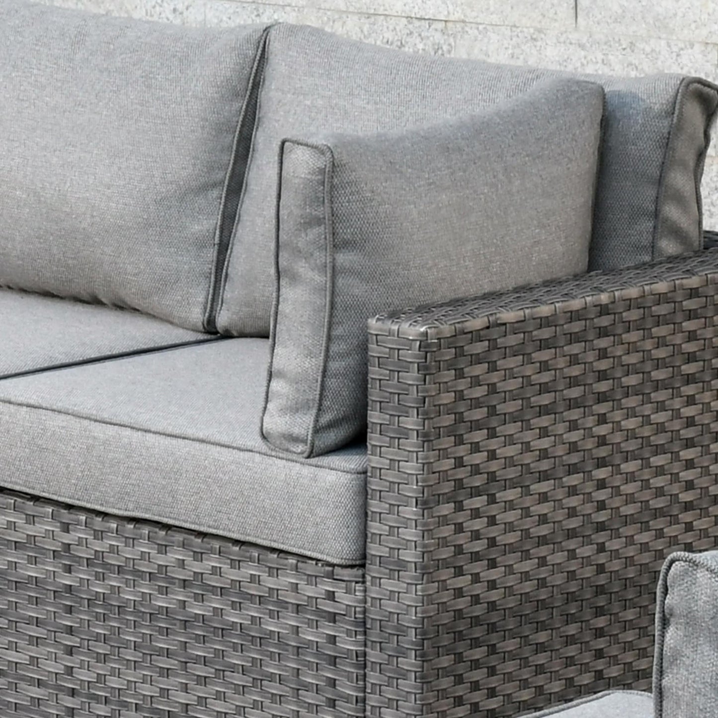OVIOS Deep Seat Wicker 11-piece Sectional Set Swivel Chairs Fire Pit