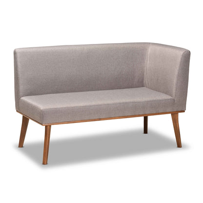 Odessa Grey Fabric and Walnut Wood 2-PC Dining Nook Banquette Set