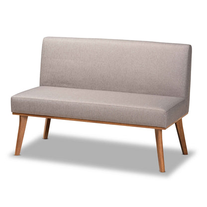 Odessa Grey Fabric and Walnut Wood 2-PC Dining Nook Banquette Set