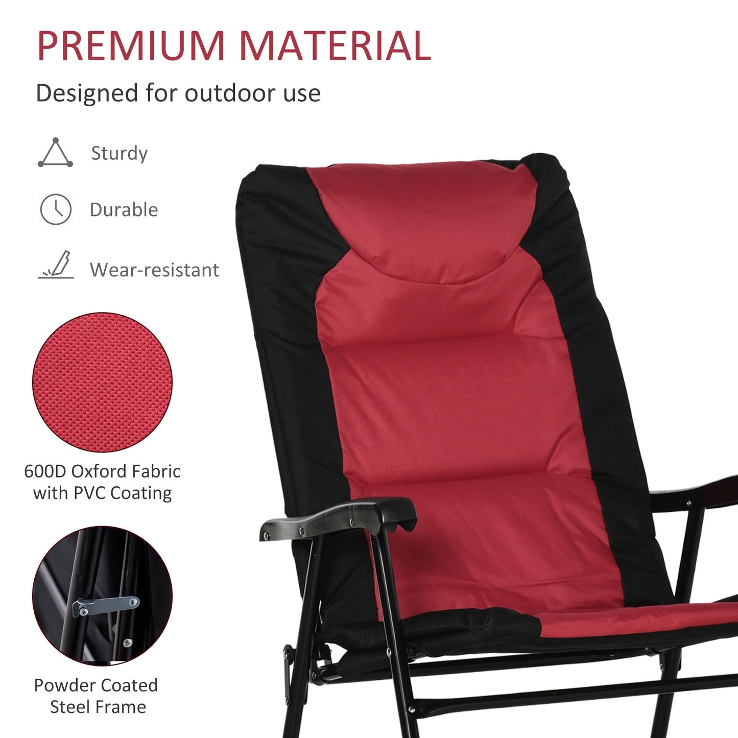 Outsunny Folding Rocking Chair Set with Padded Seat and Back, Pillow