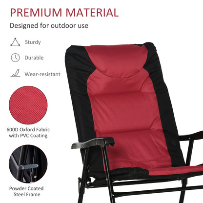 Outsunny Folding Rocking Chair Set with Padded Seat and Back, Pillow