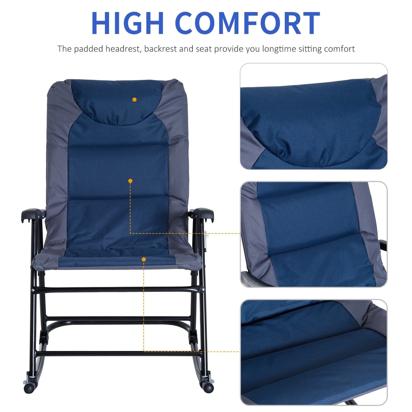 Outsunny Folding Rocking Chair Set with Padded Seat and Back, Pillow