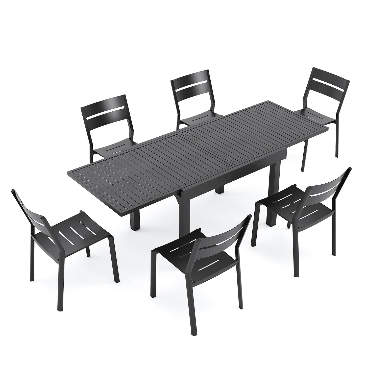 Pellebant 5/7/9-piece Aluminum Outdoor Dining Set Expandable Table and Stackable Chairs