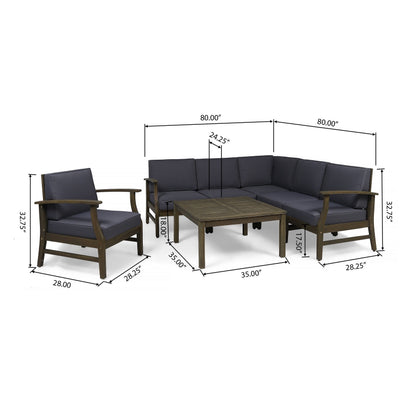 Perla Outdoor 7-piece Acacia Wood Sofa Set with Cushion by Christopher Knight Home