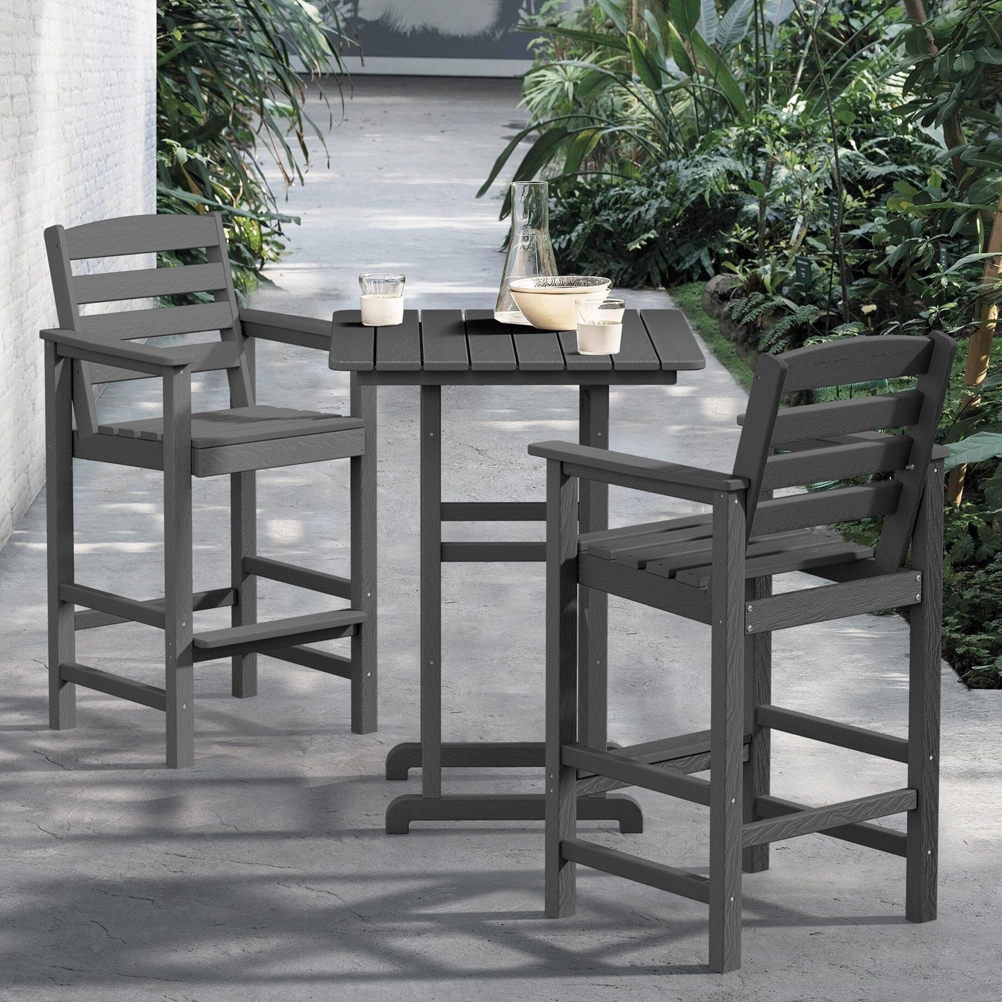 Plastic Tall adirondack Chair Set Of 3-Piece Patio Conversation Set