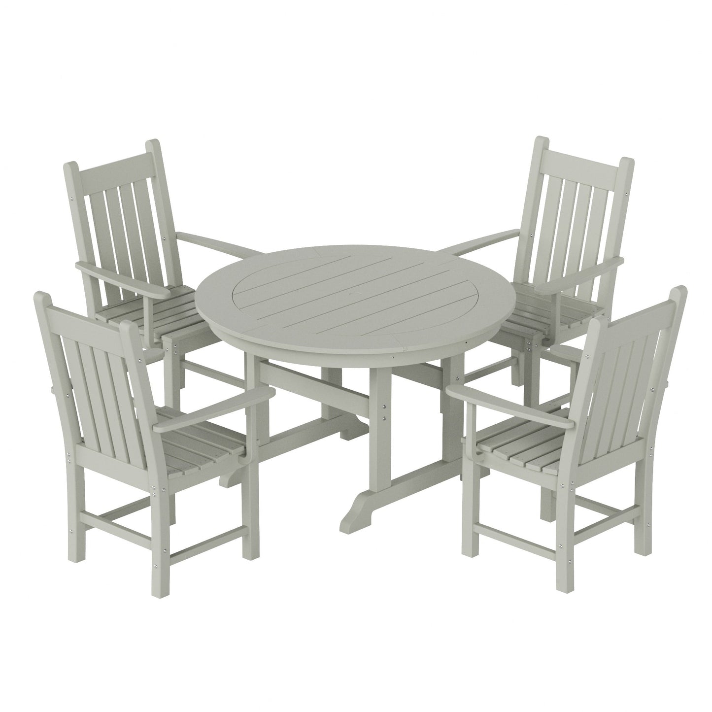 Polytrends Laguna Hdpe All Weather Outdoor Patio Dining Set with Round Table, Armchairs (5-Piece Set)