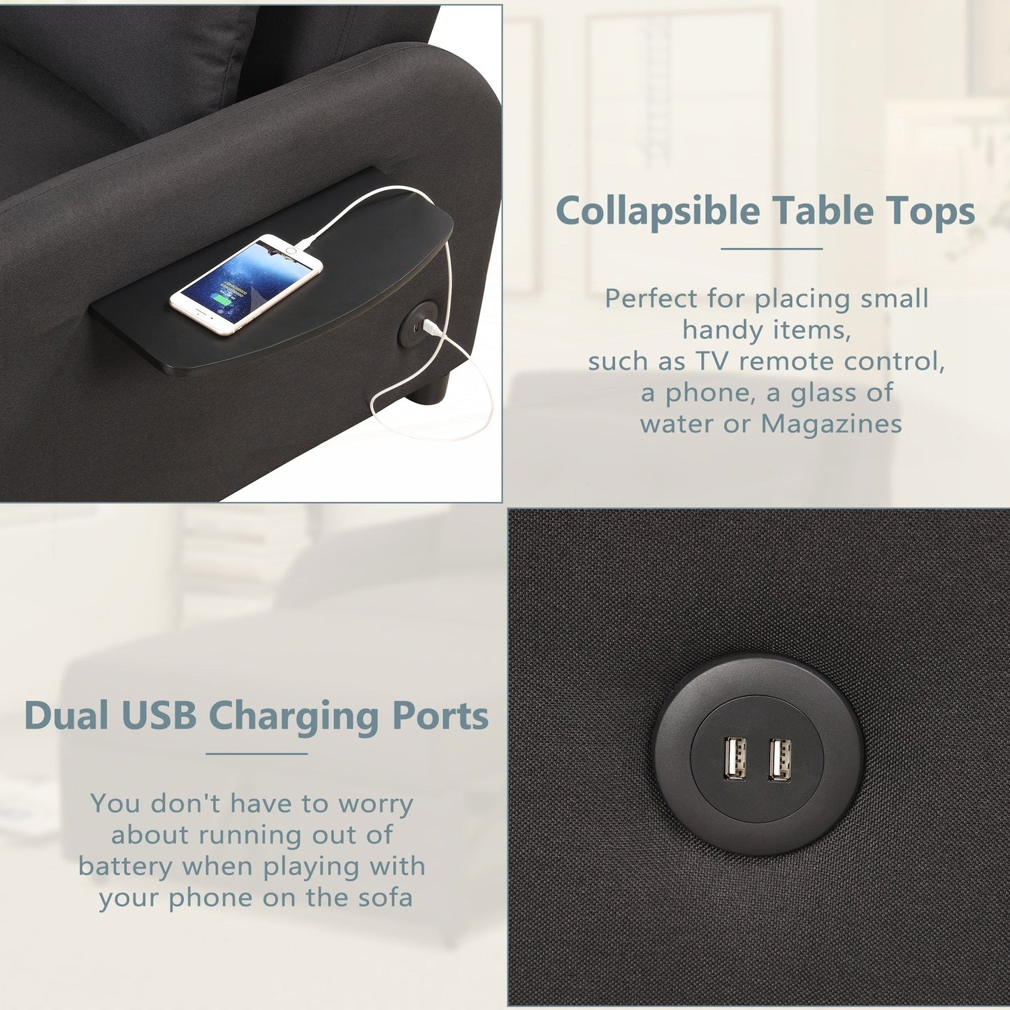 Pull Out Sofa Sleeper 3 in 1 with 2 Wing Table