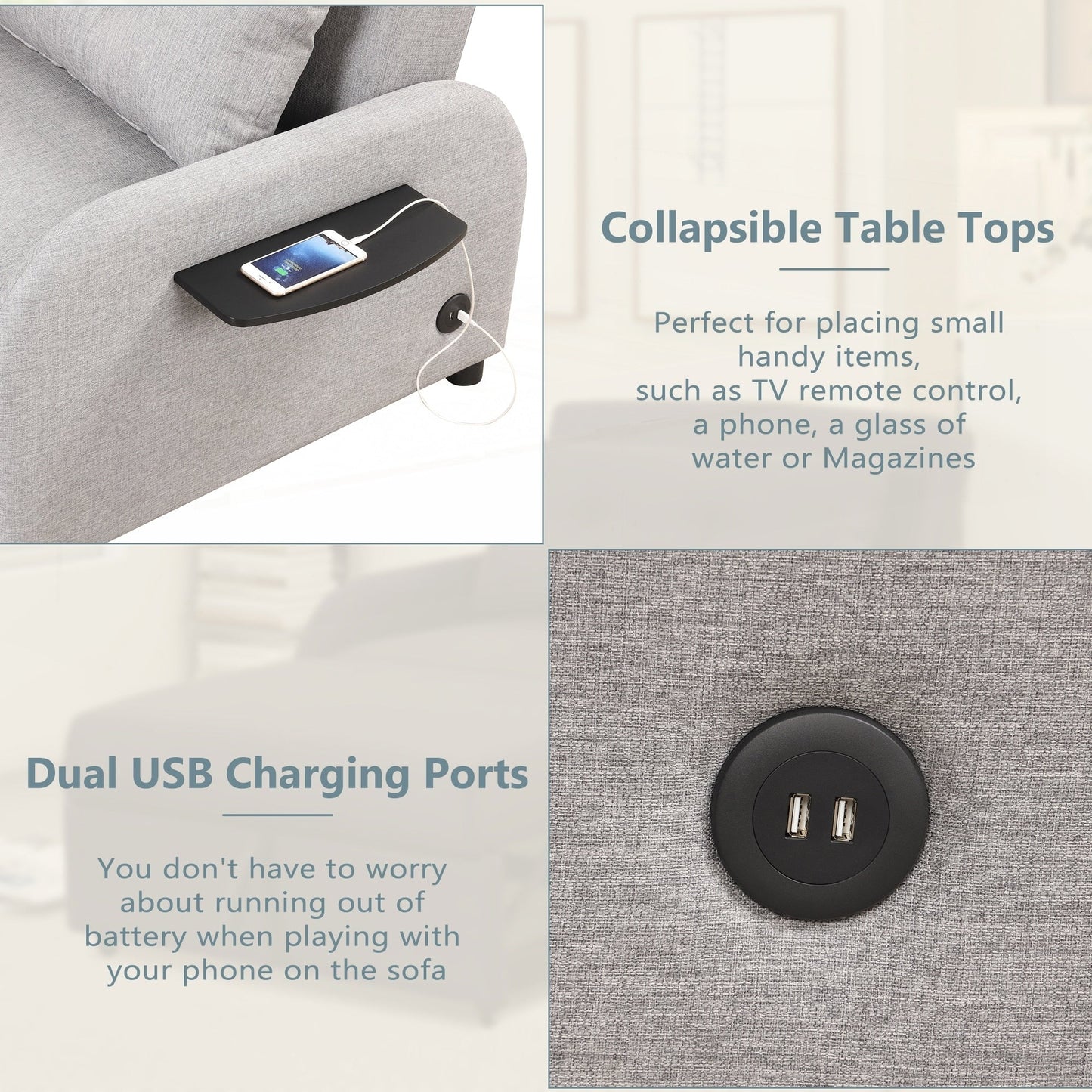 Pull Out Sofa Sleeper 3 in 1 with 2 Wing Table