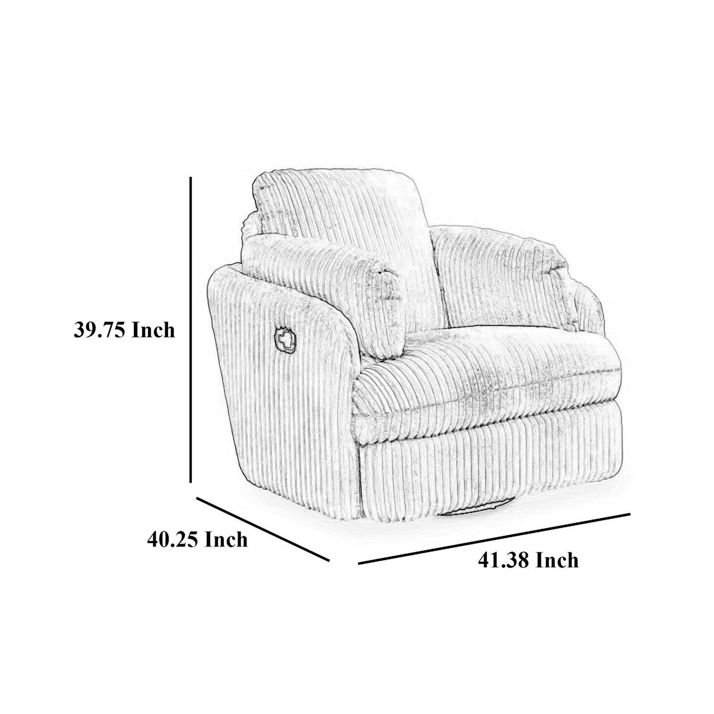 Rikki Swivel Glider Manual Recliner Chair, Gray Corduroy, 2 Pillows