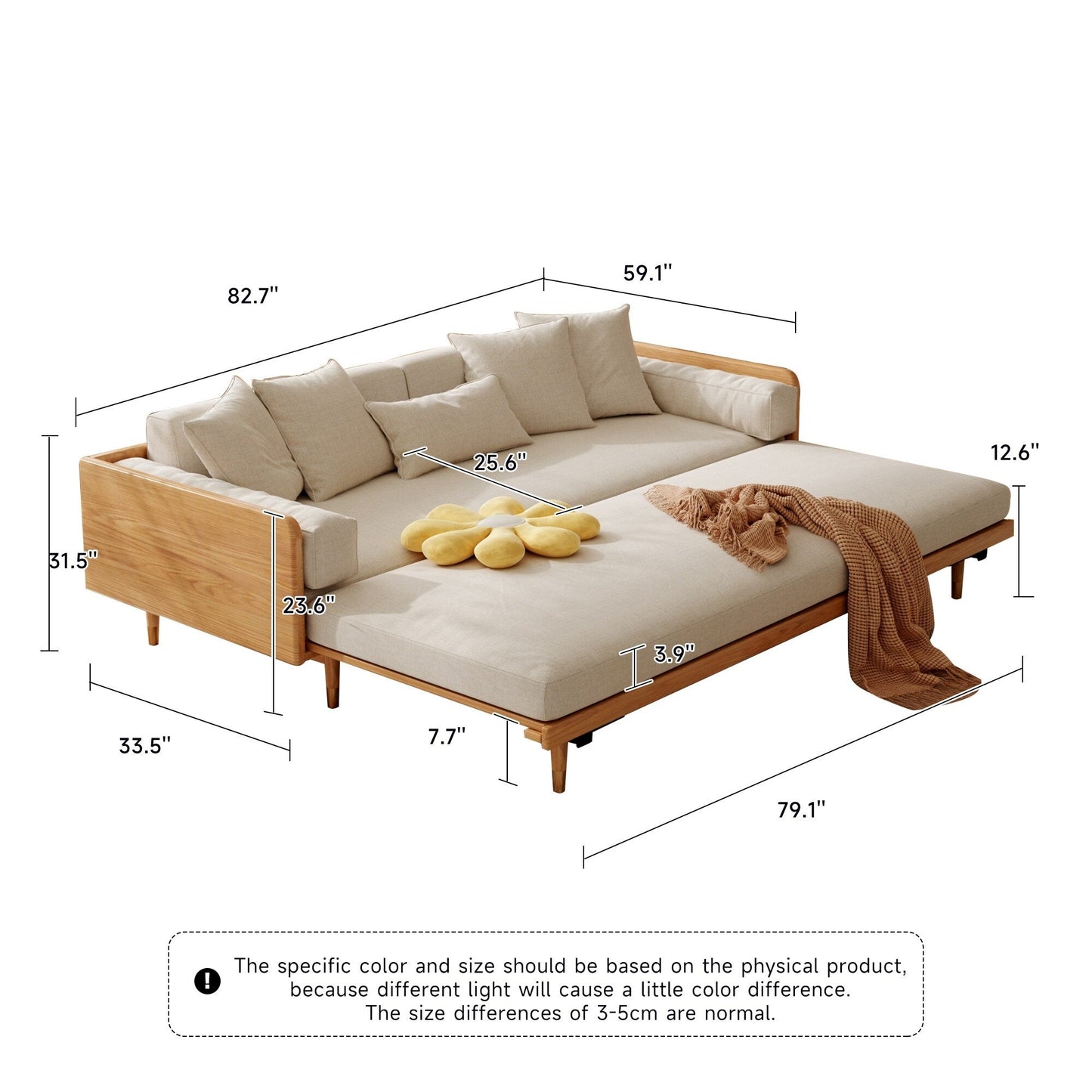 Romision Linen Three-Seater Sofa